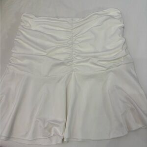 White Ruched Mini Skirt